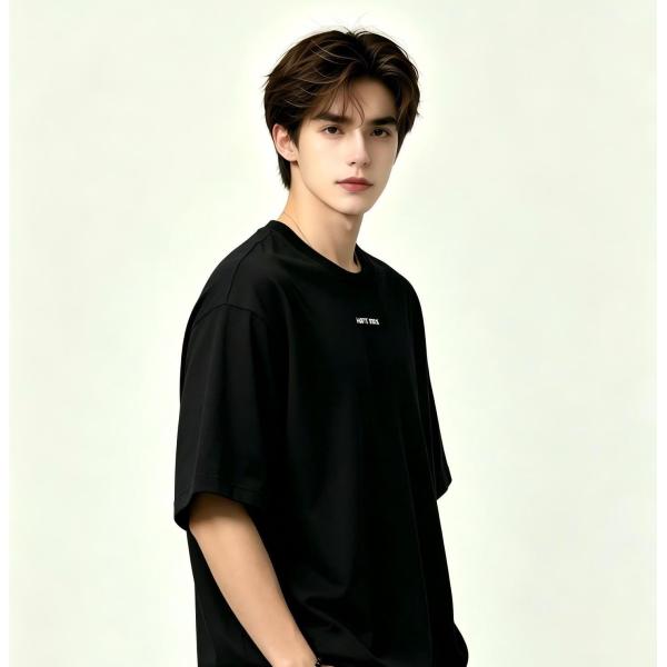Men's 200g 100% Cotton Long Sleeve T-Shirt, Heavyweight All Cotton Casual Base Layer Tee for Spring & Autumn, Men's Apparel