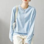 Xinjiang Pure Cotton White Long-Sleeved T-Shirt for Women, Autumn Inner Wear, Versatile Casual Top, Pure Cotton Long-Sleeved T-Shirt for Women