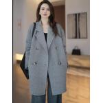 Korean-Style Design and Elegant Gray Wool Coat for Women, 2026 Autumn and Winter New Model, Mid-Length, Elegant and Graceful