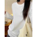 Xinjiang Pure Cotton White Long-Sleeved T-Shirt for Women, Autumn Inner Wear, Versatile Casual Top, Pure Cotton Long-Sleeved T-Shirt for Women