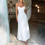 2026 New Summer Women's Clothing European and American Amazon Cross-Border Dress Tie-Waist A-Line Solid Color Slip Dress