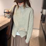 New autumn and winter collection: thickened, high-neck sweater with zipper, Korean-style women's loose-fitting outerwear, simple and basic solid-color top