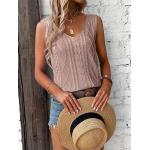 Cross-border ready-to-ship spring/summer European and American casual V-neck knitted top with openwork design, perfect for vacations. Independent e-commerce platform for cross-border women's clothing