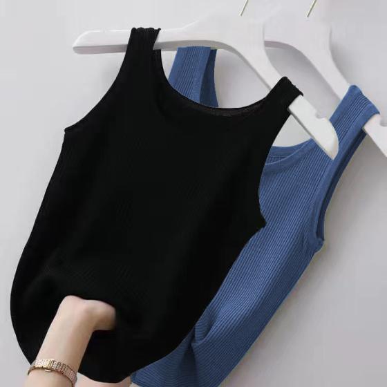 40.00 kg-100.00 kg Sling Threaded Vest Women's Large Size Slim-fit Outer Wear Inner Base Shirt Sleeveless Thin Factory Outlet