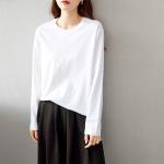 Xinjiang Pure Cotton White Long-Sleeved T-Shirt for Women, Autumn Inner Wear, Versatile Casual Top, Pure Cotton Long-Sleeved T-Shirt for Women