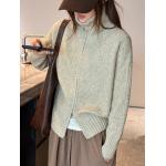 New autumn and winter collection: thickened, high-neck sweater with zipper, Korean-style women's loose-fitting outerwear, simple and basic solid-color top