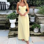 2026 New Summer Women's Clothing European and American Amazon Cross-Border Dress Tie-Waist A-Line Solid Color Slip Dress