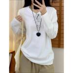 Xinjiang Pure Cotton White Long-Sleeved T-Shirt for Women, Autumn Inner Wear, Versatile Casual Top, Pure Cotton Long-Sleeved T-Shirt for Women