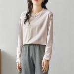 Xinjiang Pure Cotton White Long-Sleeved T-Shirt for Women, Autumn Inner Wear, Versatile Casual Top, Pure Cotton Long-Sleeved T-Shirt for Women