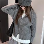 New autumn and winter collection: thickened, high-neck sweater with zipper, Korean-style women's loose-fitting outerwear, simple and basic solid-color top