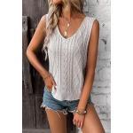 Cross-border ready-to-ship spring/summer European and American casual V-neck knitted top with openwork design, perfect for vacations. Independent e-commerce platform for cross-border women's clothing