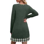 Amazon Women's Clothing Comfortable Casual Round Neck Patchwork Basic Fashion Long Sleeve Dress